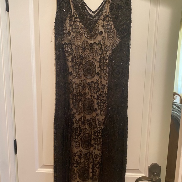 Mega Park black hand beaded sequin sleeveless midi dress size 3. US size 10 - Picture 3 of 14